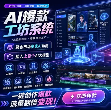 AI爆款工坊系统SaaS坑位多功能AI聚合系统坑位